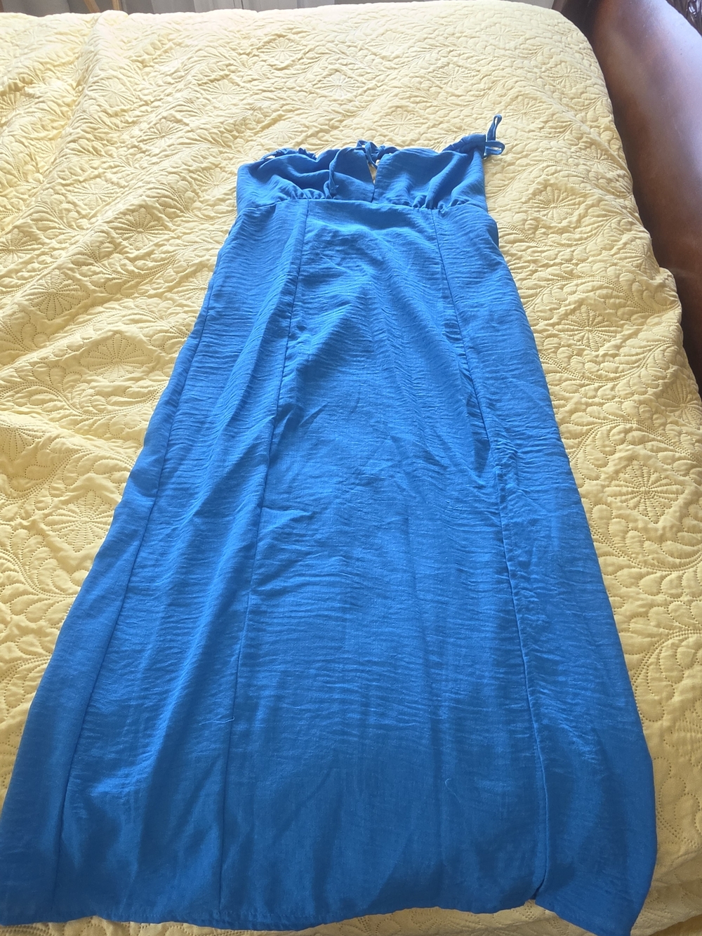 Haute Monde Teal Strapless Maxi Dress